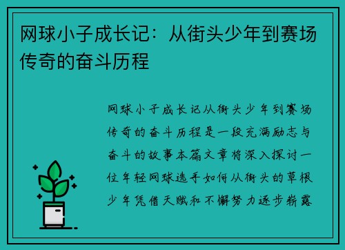 网球小子成长记：从街头少年到赛场传奇的奋斗历程